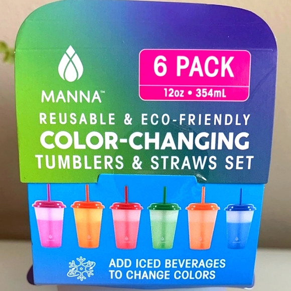 🆕️Manna Hydration 12oz Reusable Color Changing Tumber Set⭐️6pk RAINBOW - Picture 2 of 10